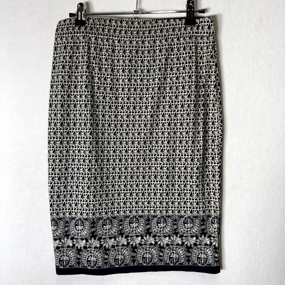 Max‎ Studio $68 Stretch Black White Patterened Pencil Skirt Women's Size XS NEW